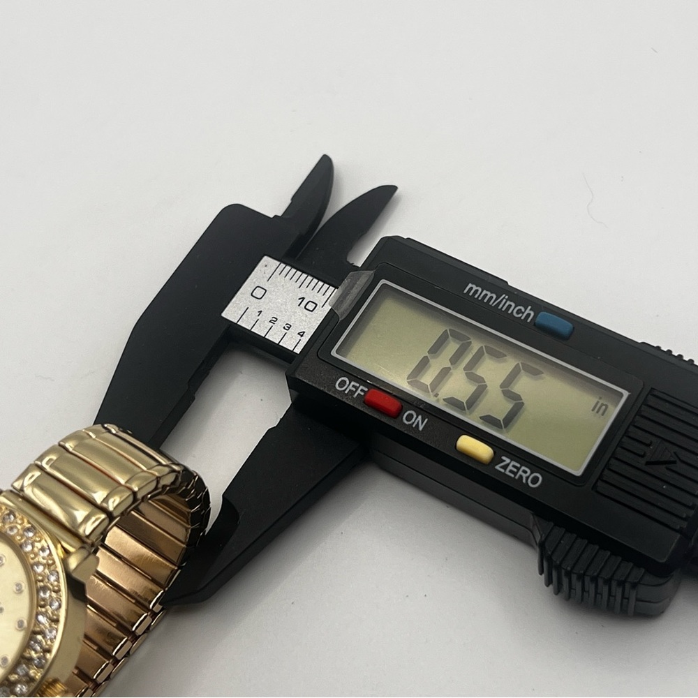 Kim Rogers Gold Stretch Bracelet Watch with Crystal Bezel 6.5" New Battery - Picture 11 of 13